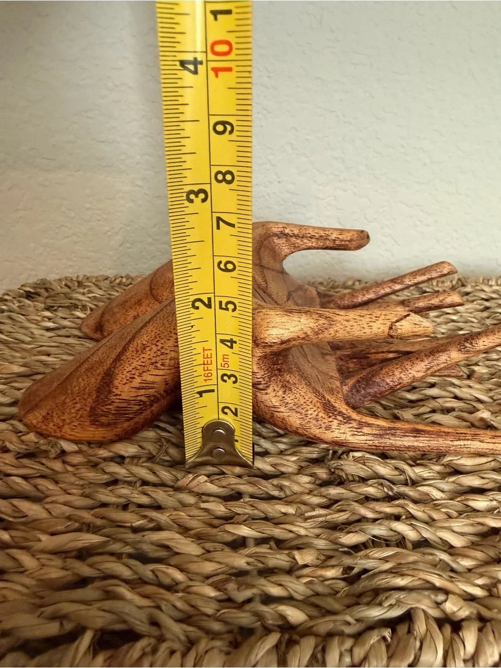 Hand Carved Wooden Hands Catchall Dish Jewelry Hanger 6.5